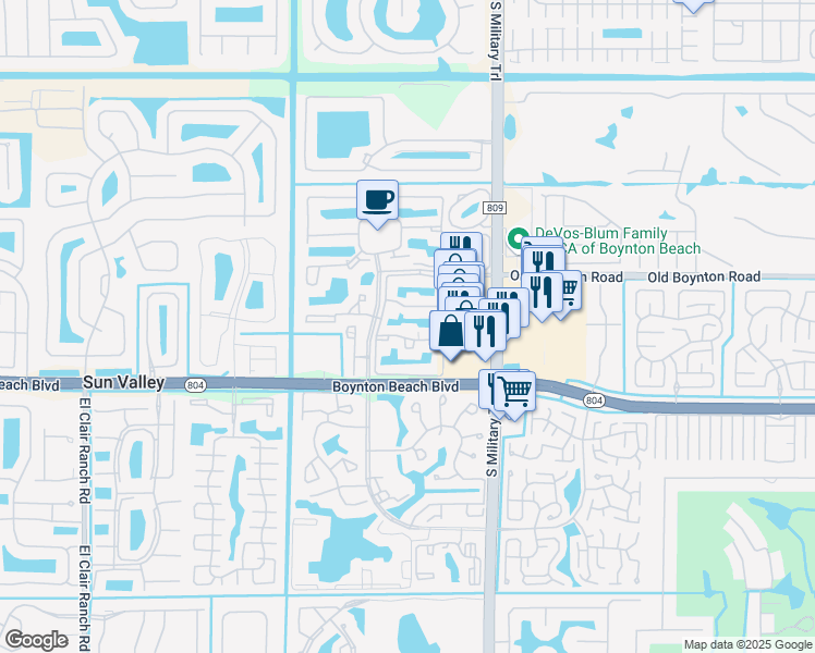 map of restaurants, bars, coffee shops, grocery stores, and more near 5133 Brisata Circle in Boynton Beach