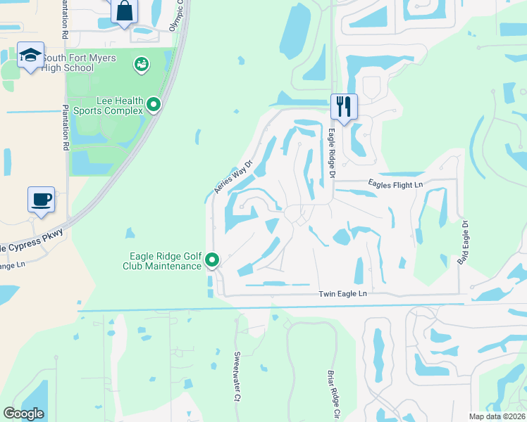 map of restaurants, bars, coffee shops, grocery stores, and more near 7150 Golden Eagle Court in Fort Myers