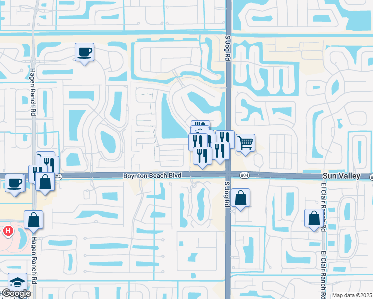 map of restaurants, bars, coffee shops, grocery stores, and more near 9640 Holly Hill Drive in Boynton Beach