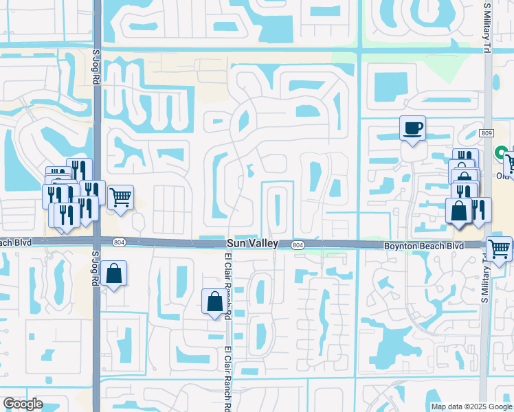 map of restaurants, bars, coffee shops, grocery stores, and more near 9943 Majestic Way in Boynton Beach