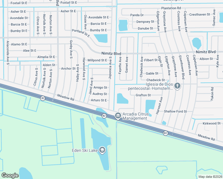 map of restaurants, bars, coffee shops, grocery stores, and more near 1059 Joponica Avenue South in Lehigh Acres