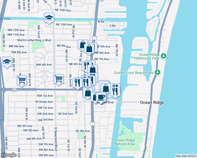 map of restaurants, bars, coffee shops, grocery stores, and more near 700 Northeast 4th Avenue in Boynton Beach