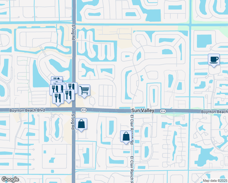 map of restaurants, bars, coffee shops, grocery stores, and more near 9814 Watermill Circle in Boynton Beach