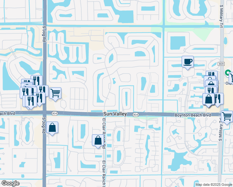 map of restaurants, bars, coffee shops, grocery stores, and more near 9943 Majestic Way in Boynton Beach