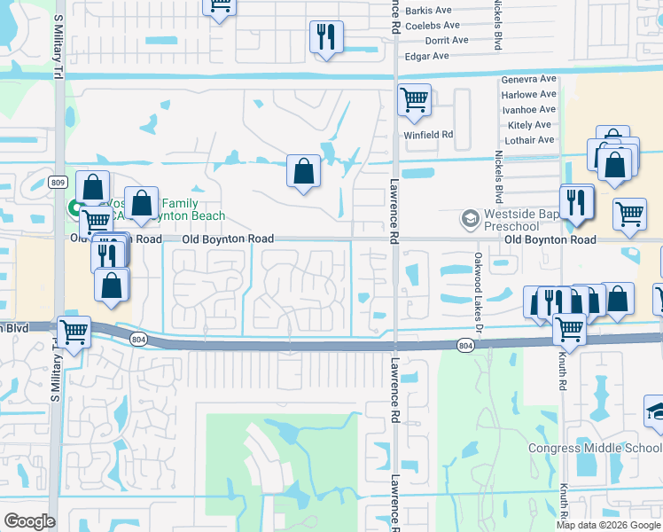 map of restaurants, bars, coffee shops, grocery stores, and more near 9860 Pecan Tree Drive in Boynton Beach