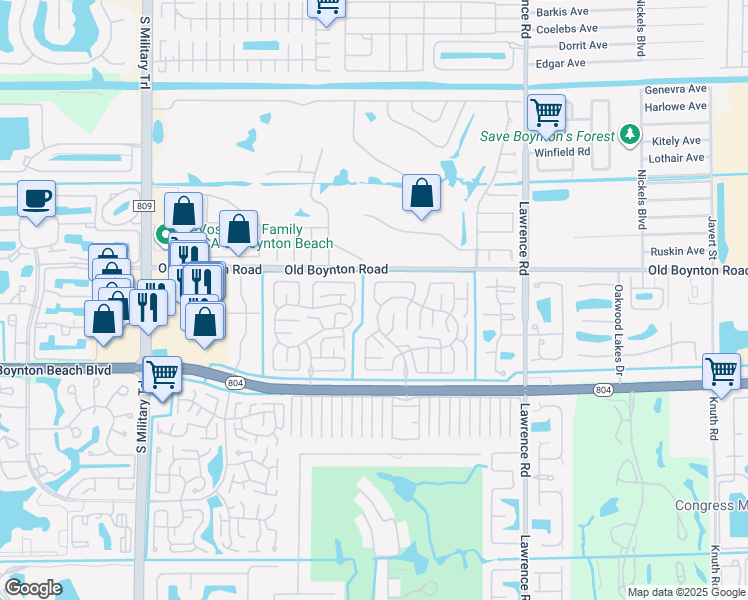 map of restaurants, bars, coffee shops, grocery stores, and more near 9735 Tabebuia Tree Drive in Boynton Beach