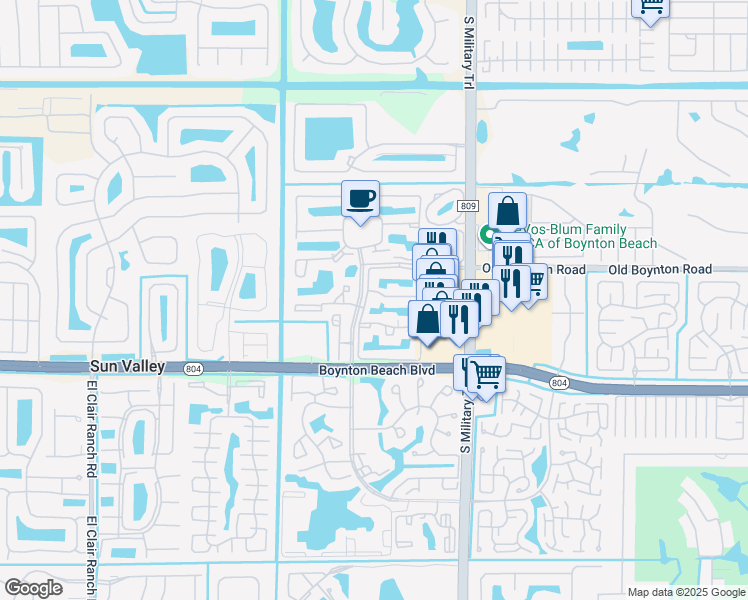 map of restaurants, bars, coffee shops, grocery stores, and more near 5133 Brisata Circle in Boynton Beach