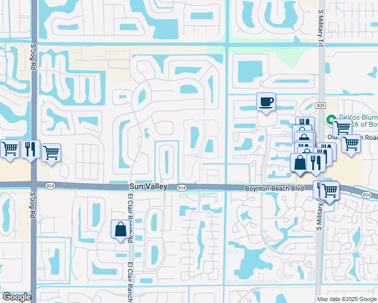 map of restaurants, bars, coffee shops, grocery stores, and more near 5681 Sills Drive East in Boynton Beach