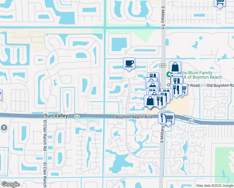map of restaurants, bars, coffee shops, grocery stores, and more near 5406 Venetia Court in Boynton Beach