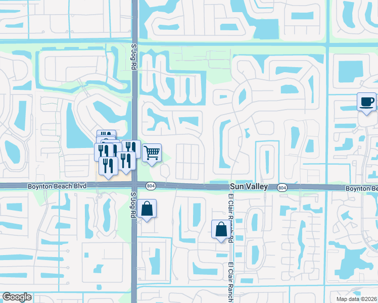 map of restaurants, bars, coffee shops, grocery stores, and more near 9811 61st Way South in Boynton Beach