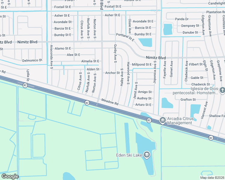 map of restaurants, bars, coffee shops, grocery stores, and more near 1096 Gunby Avenue South in Lehigh Acres