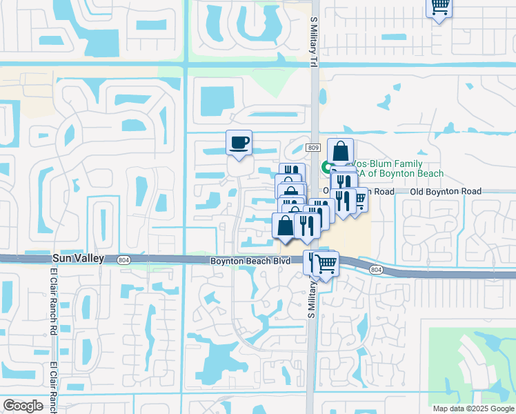 map of restaurants, bars, coffee shops, grocery stores, and more near 5133 Brisata Circle in Boynton Beach