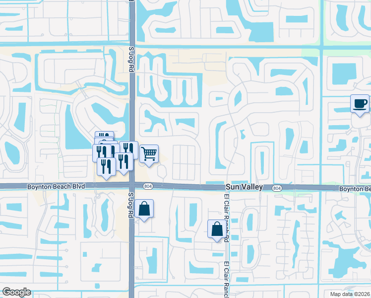 map of restaurants, bars, coffee shops, grocery stores, and more near 9811 61st Way South in Boynton Beach