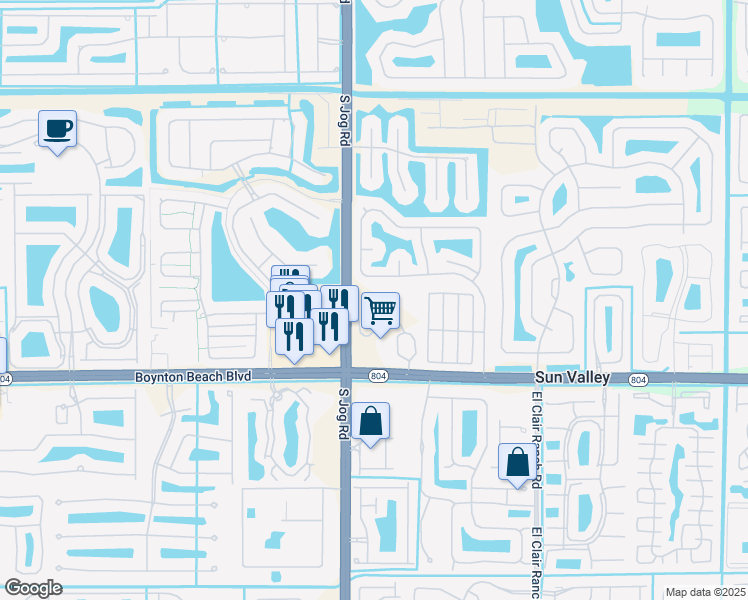 map of restaurants, bars, coffee shops, grocery stores, and more near 6495 Boynton Beach Blvd in Boynton Beach