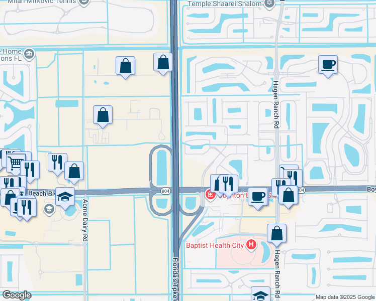 map of restaurants, bars, coffee shops, grocery stores, and more near 7910 Laina Lane in Boynton Beach