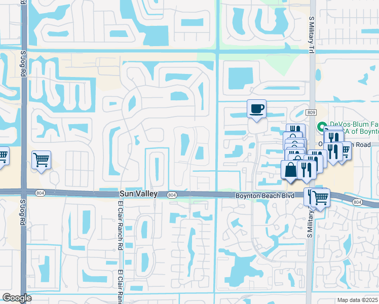map of restaurants, bars, coffee shops, grocery stores, and more near 9664 Pavarotti Terrace in Boynton Beach
