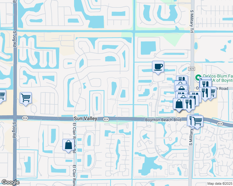 map of restaurants, bars, coffee shops, grocery stores, and more near 9692 Sills Drive East in Boynton Beach