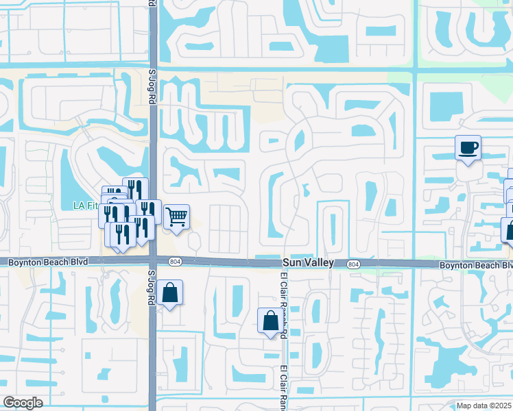 map of restaurants, bars, coffee shops, grocery stores, and more near 9688 Majestic Way in Boynton Beach