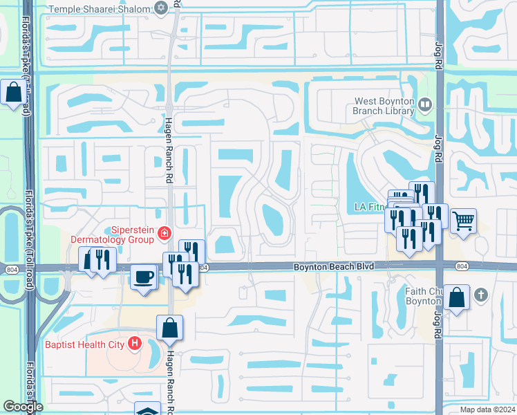 map of restaurants, bars, coffee shops, grocery stores, and more near 9963 Seacrest Circle in Boynton Beach