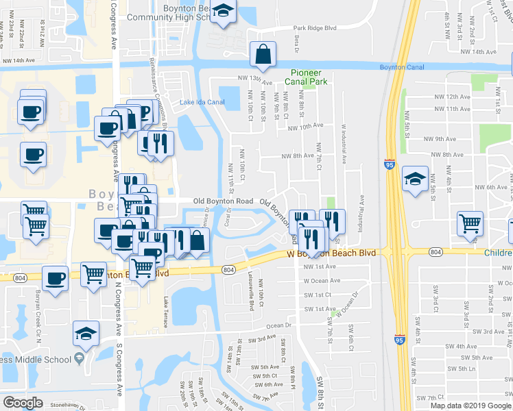 map of restaurants, bars, coffee shops, grocery stores, and more near 1015 Old Boynton Road in Boynton Beach