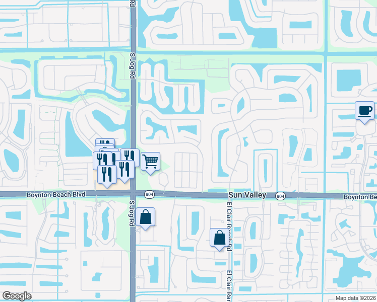 map of restaurants, bars, coffee shops, grocery stores, and more near 9842 Watermill Circle in Boynton Beach