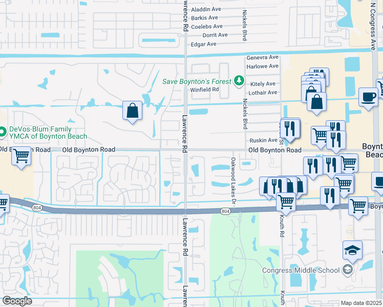 map of restaurants, bars, coffee shops, grocery stores, and more near 3945 Old Boynton Road in Boynton Beach