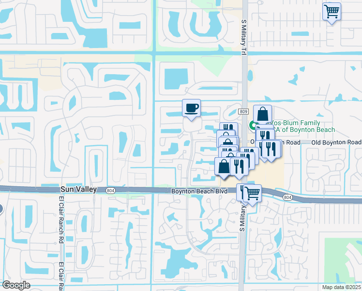 map of restaurants, bars, coffee shops, grocery stores, and more near 5394 Firenze Drive in Boynton Beach