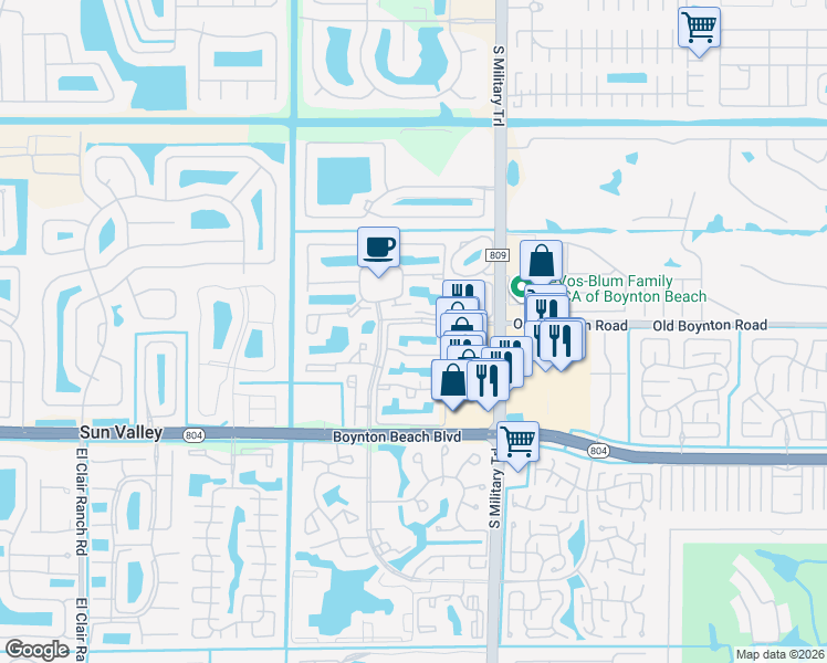 map of restaurants, bars, coffee shops, grocery stores, and more near 5169 Brisata Circle in Boynton Beach