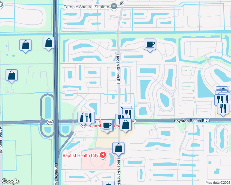 map of restaurants, bars, coffee shops, grocery stores, and more near 9848 Crescent View Drive South in Boynton Beach