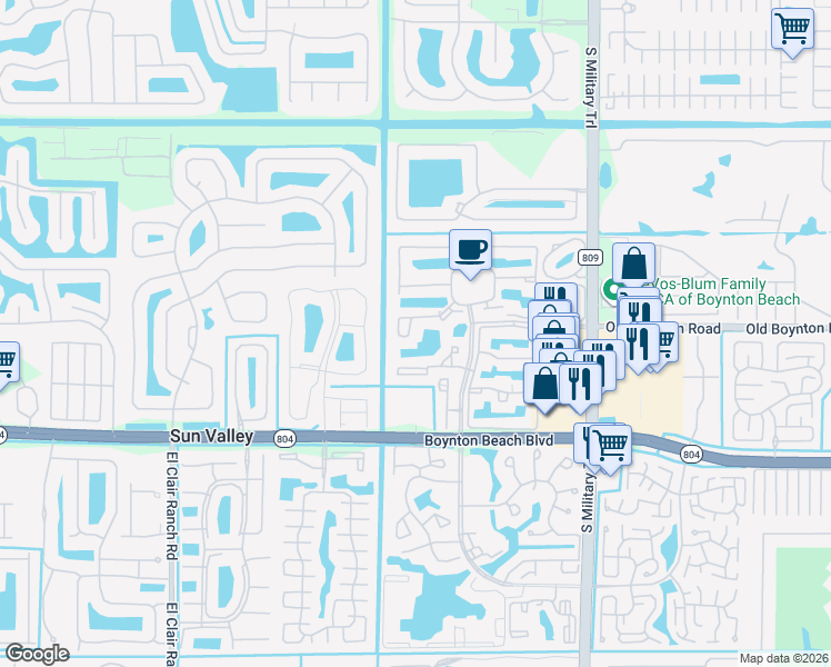 map of restaurants, bars, coffee shops, grocery stores, and more near 5406 Firenze Drive in Boynton Beach