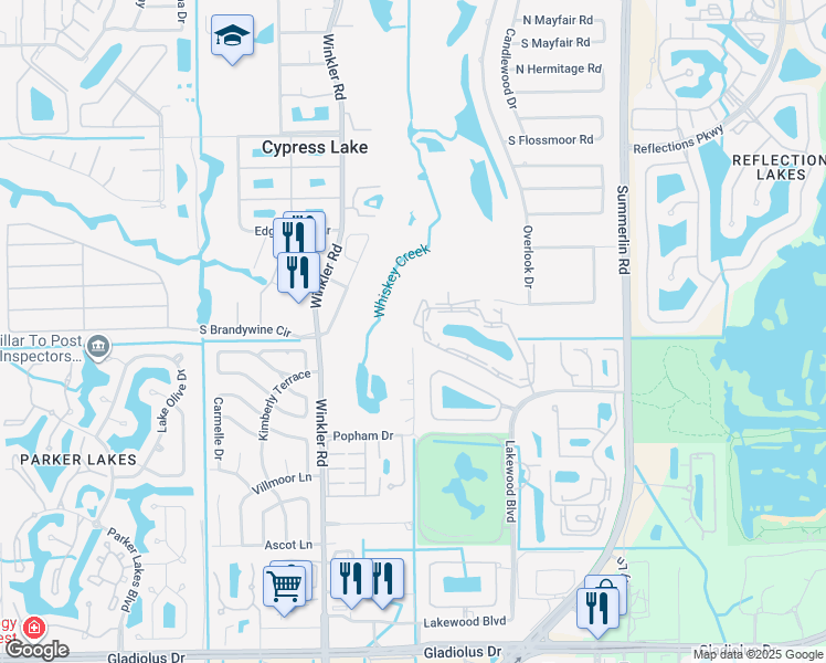 map of restaurants, bars, coffee shops, grocery stores, and more near 8514 Charter Club Circle in Fort Myers