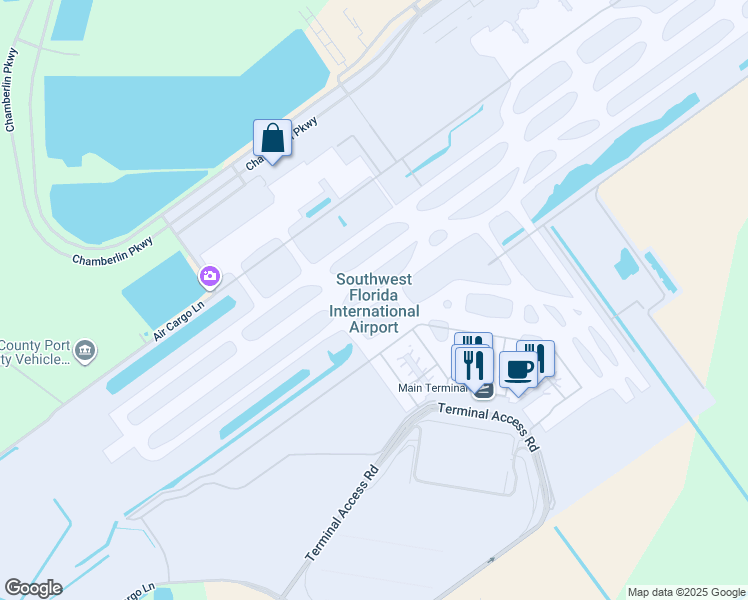 map of restaurants, bars, coffee shops, grocery stores, and more near 11000 Terminal Access Road in Fort Myers