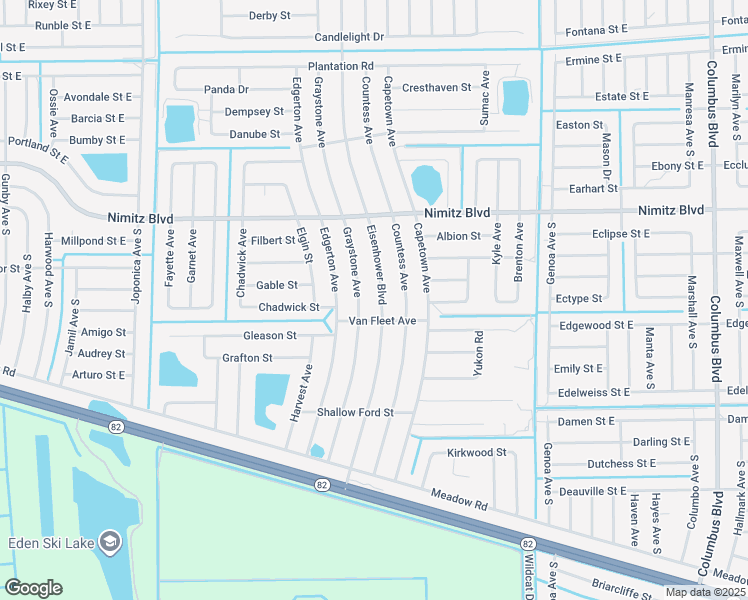 map of restaurants, bars, coffee shops, grocery stores, and more near 1046 Eisenhower Blvd in Lehigh Acres