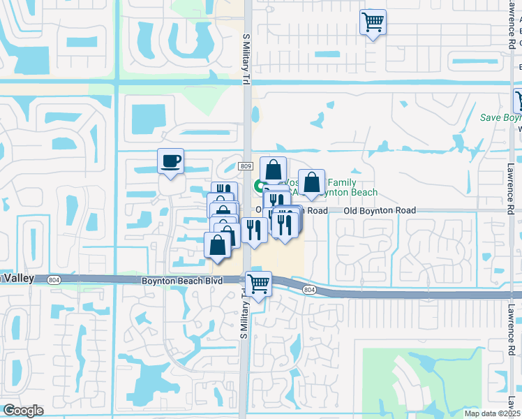 map of restaurants, bars, coffee shops, grocery stores, and more near 4961 Old Boynton Road in Boynton Beach