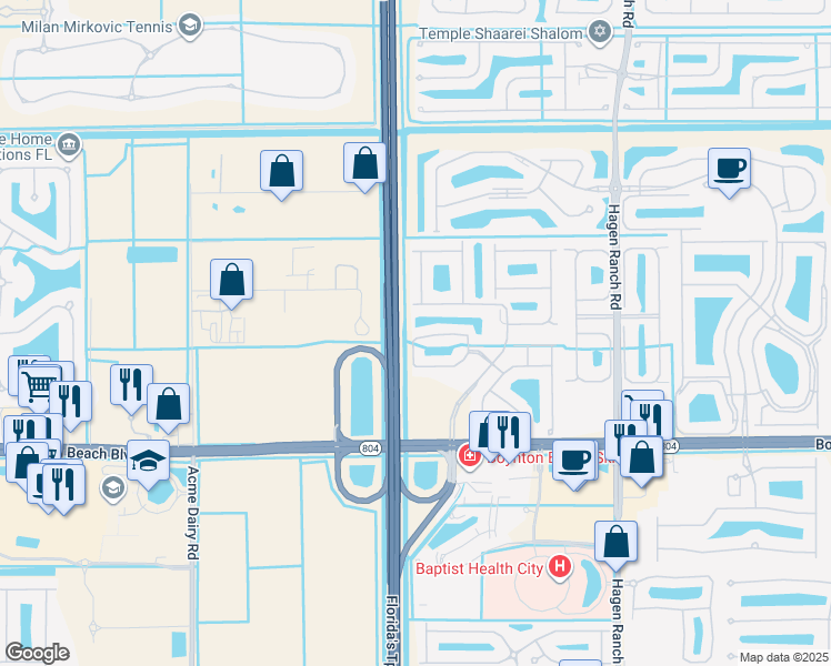 map of restaurants, bars, coffee shops, grocery stores, and more near 7924 Laina Lane in Boynton Beach
