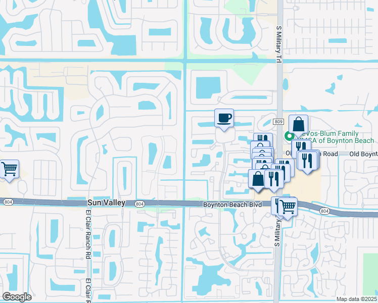 map of restaurants, bars, coffee shops, grocery stores, and more near 5454 Firenze Drive in Boynton Beach