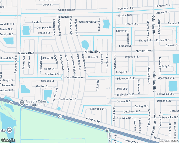 map of restaurants, bars, coffee shops, grocery stores, and more near 1021 Berwick Street in Lehigh Acres