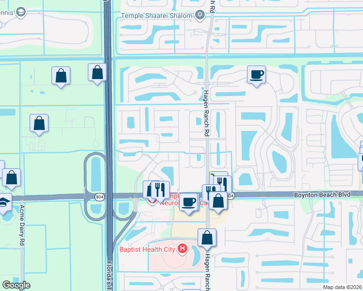 map of restaurants, bars, coffee shops, grocery stores, and more near 9711 Crescent View Drive South in Boynton Beach