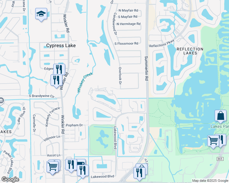 map of restaurants, bars, coffee shops, grocery stores, and more near 8366 Charter Club Circle in Fort Myers