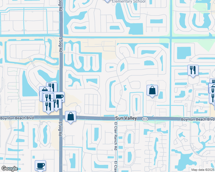 map of restaurants, bars, coffee shops, grocery stores, and more near 9688 Majestic Way in Boynton Beach