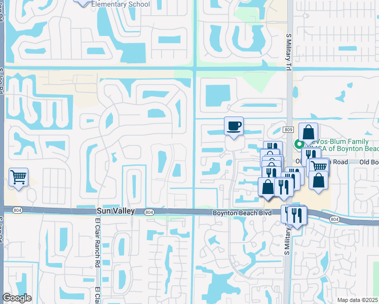 map of restaurants, bars, coffee shops, grocery stores, and more near 9692 Sills Drive East in Boynton Beach