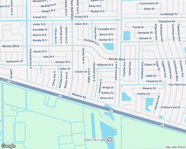 map of restaurants, bars, coffee shops, grocery stores, and more near 1040 Harwood Avenue South in Lehigh Acres