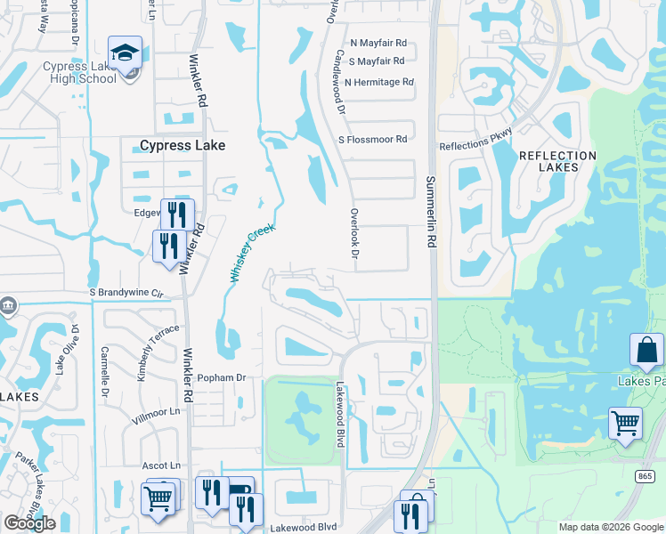 map of restaurants, bars, coffee shops, grocery stores, and more near 3671 Putter Point Lane in Fort Myers