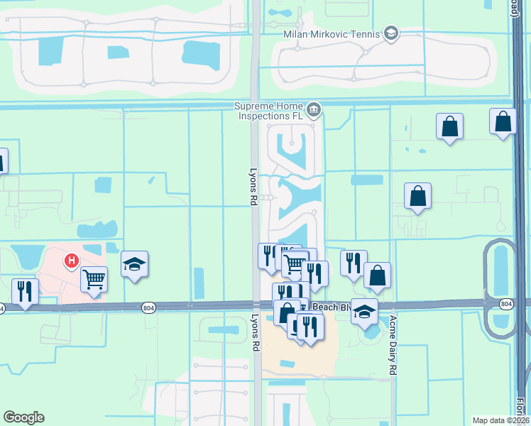 map of restaurants, bars, coffee shops, grocery stores, and more near 9557 Cobblestone Creek Drive in Boynton Beach