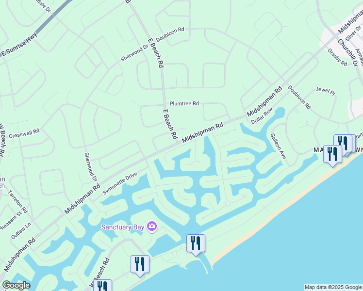 map of restaurants, bars, coffee shops, grocery stores, and more near Nina Circle in Freeport