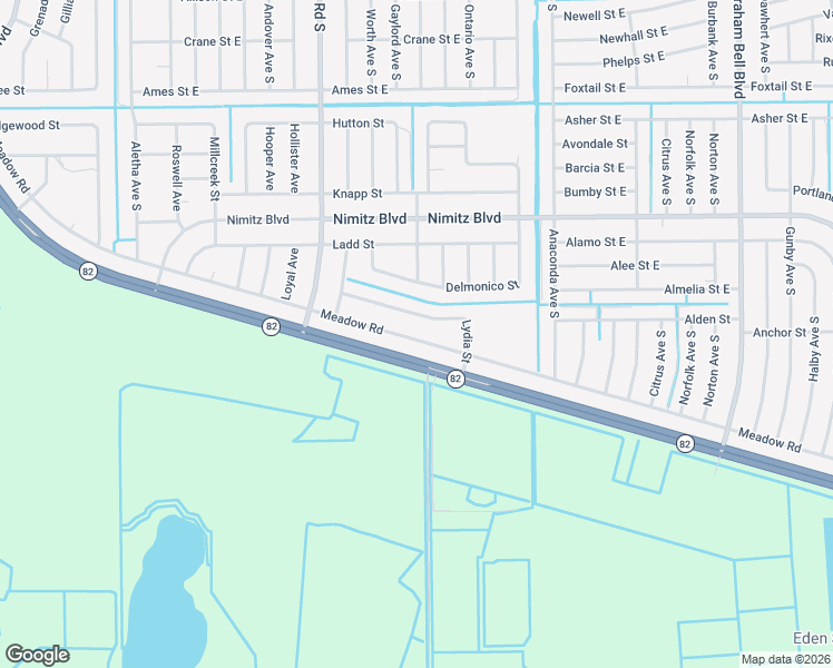 map of restaurants, bars, coffee shops, grocery stores, and more near 636 Lydia Street in Lehigh Acres