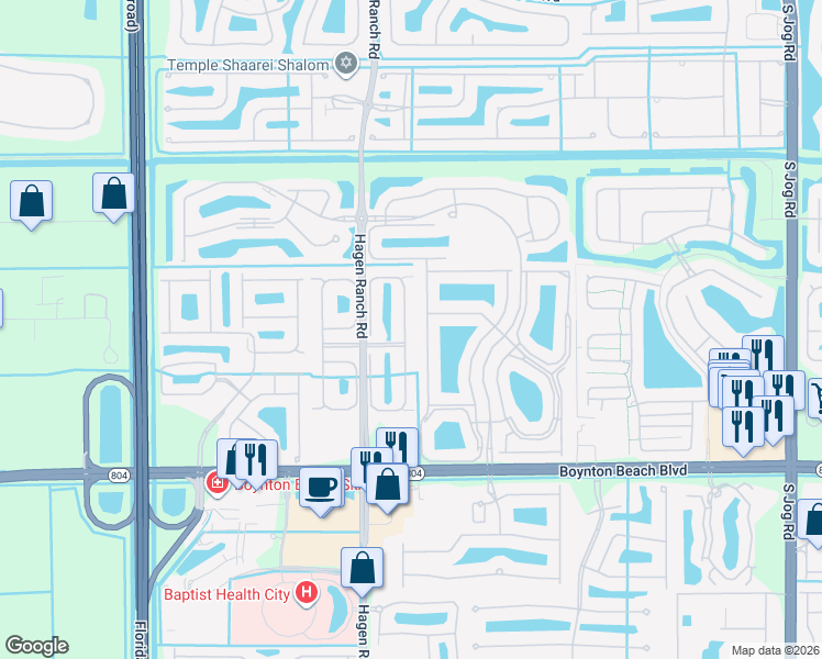 map of restaurants, bars, coffee shops, grocery stores, and more near 9866 Harbour Lake Circle in Boynton Beach