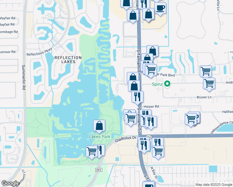 map of restaurants, bars, coffee shops, grocery stores, and more near 14382 Riva Del Lago Drive in Fort Myers