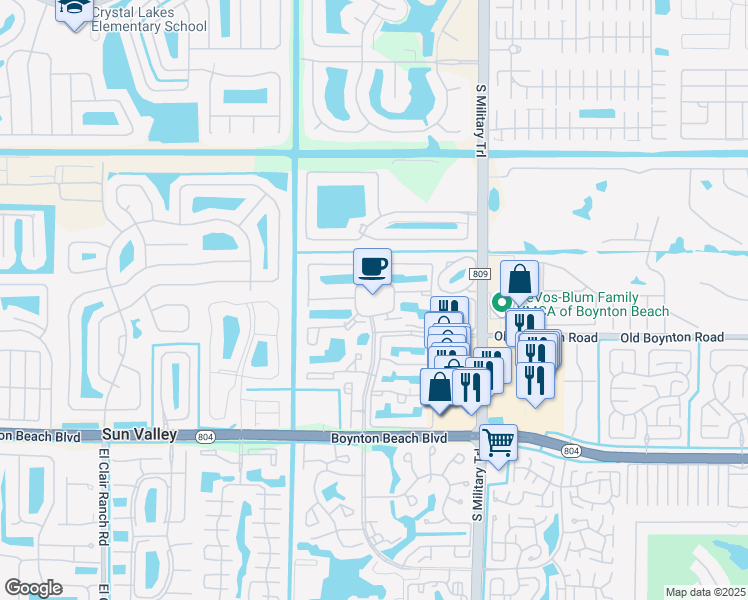 map of restaurants, bars, coffee shops, grocery stores, and more near 9640 Platina Avenue in Boynton Beach