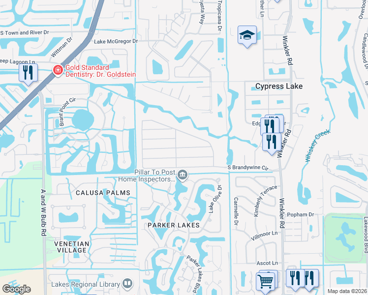 map of restaurants, bars, coffee shops, grocery stores, and more near 1311 Medinah Drive in Fort Myers